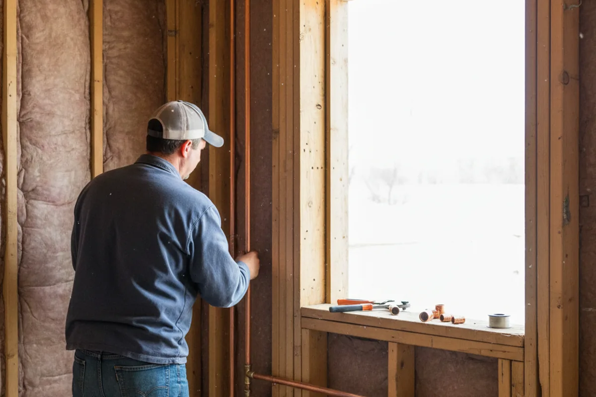 Licensed plumber running new copper supply lines in a Smoketown home