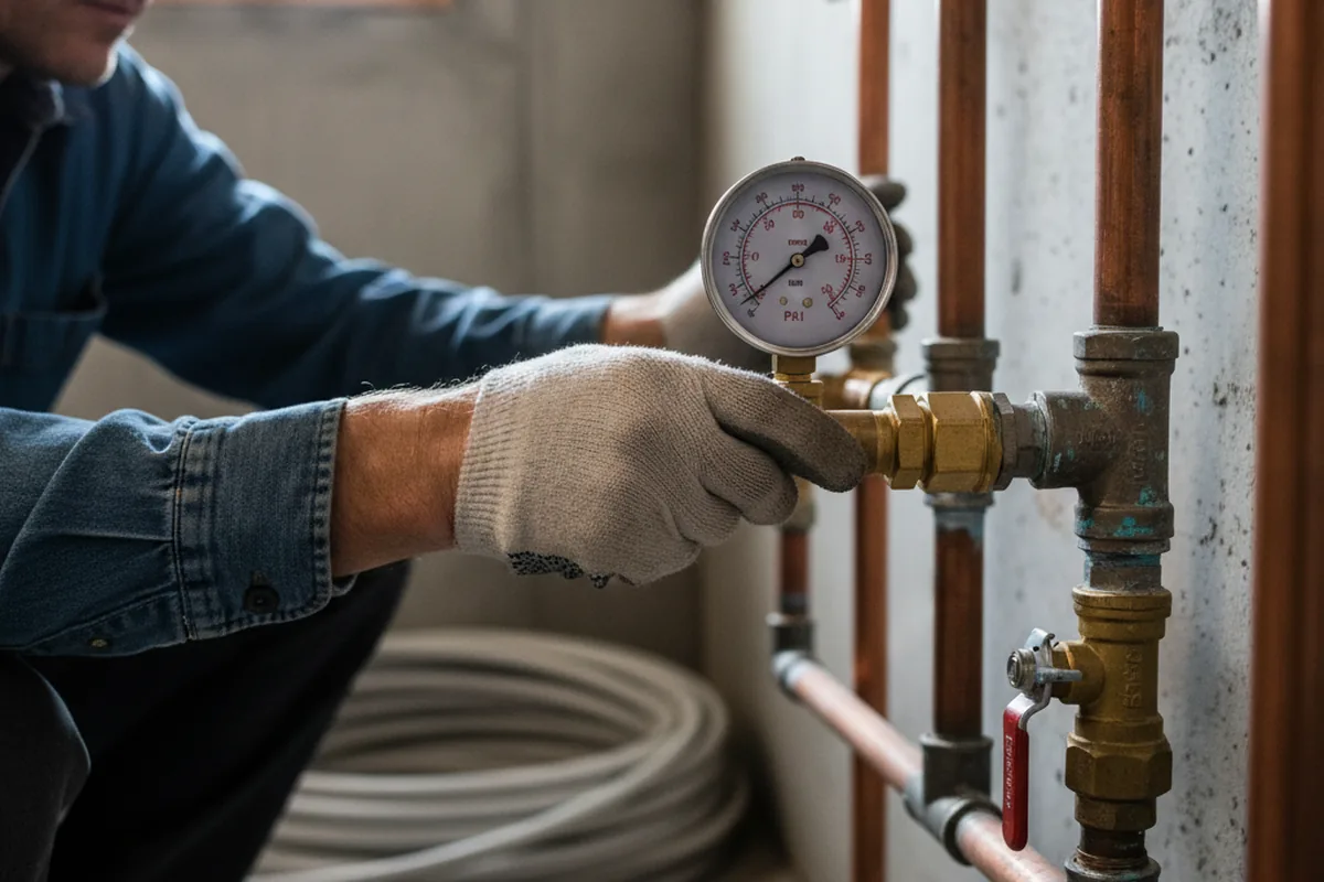 Pressure testing a repaired line during Water Line Repair in Smoketown